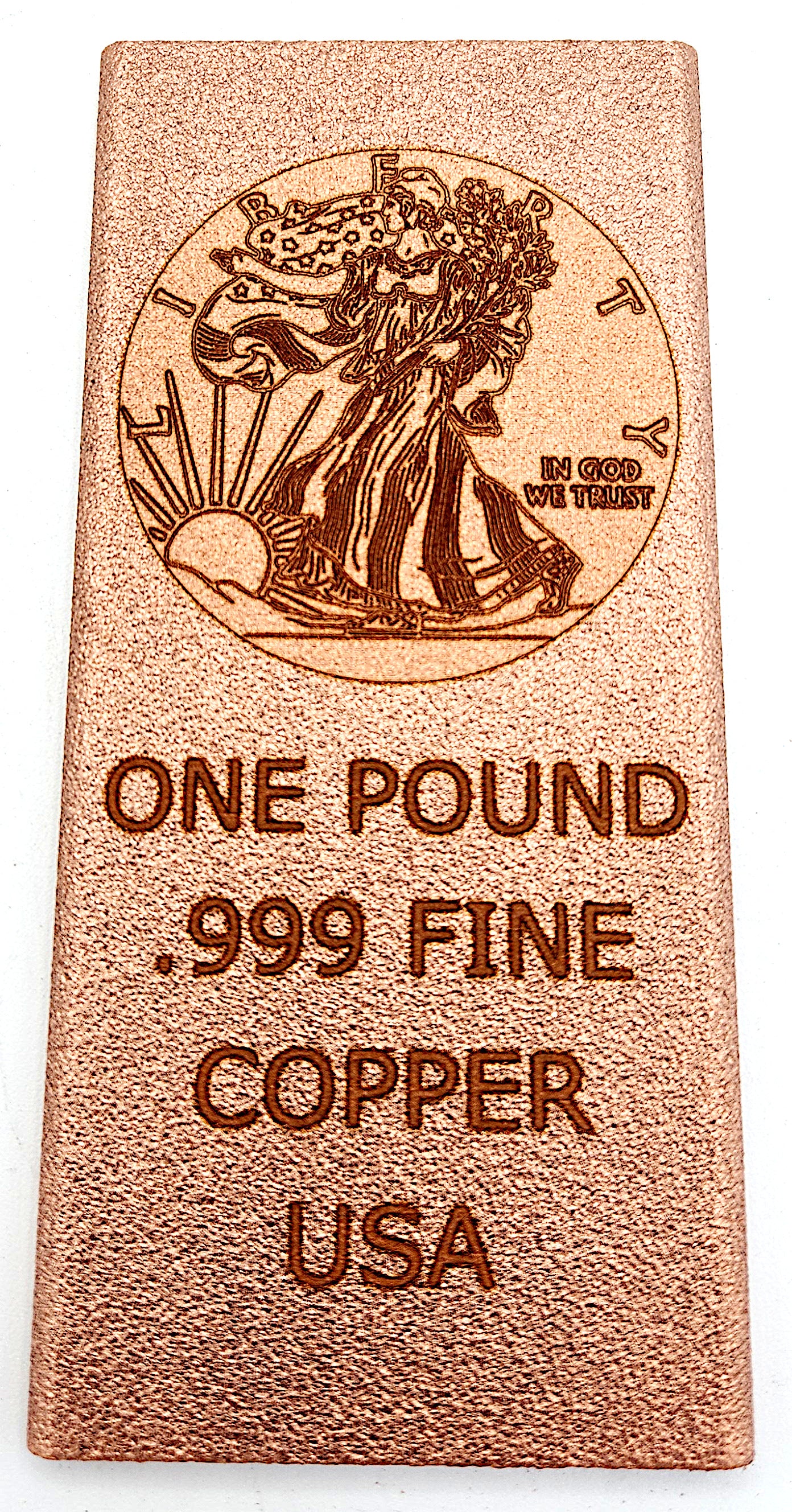 Walking Liberty 1 pound copper bar by Liberty Copper