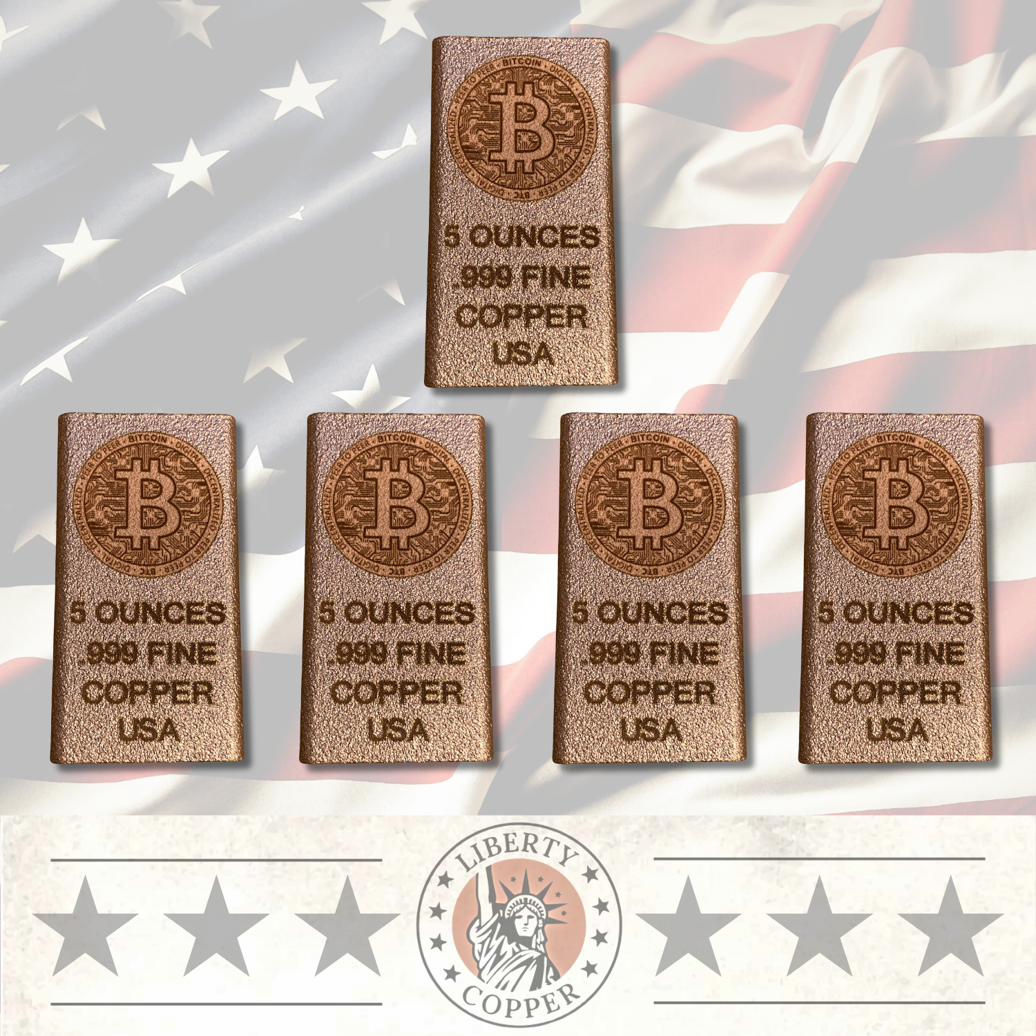 Bitcoin 5 oz .999 Fine Copper Bullion Bar