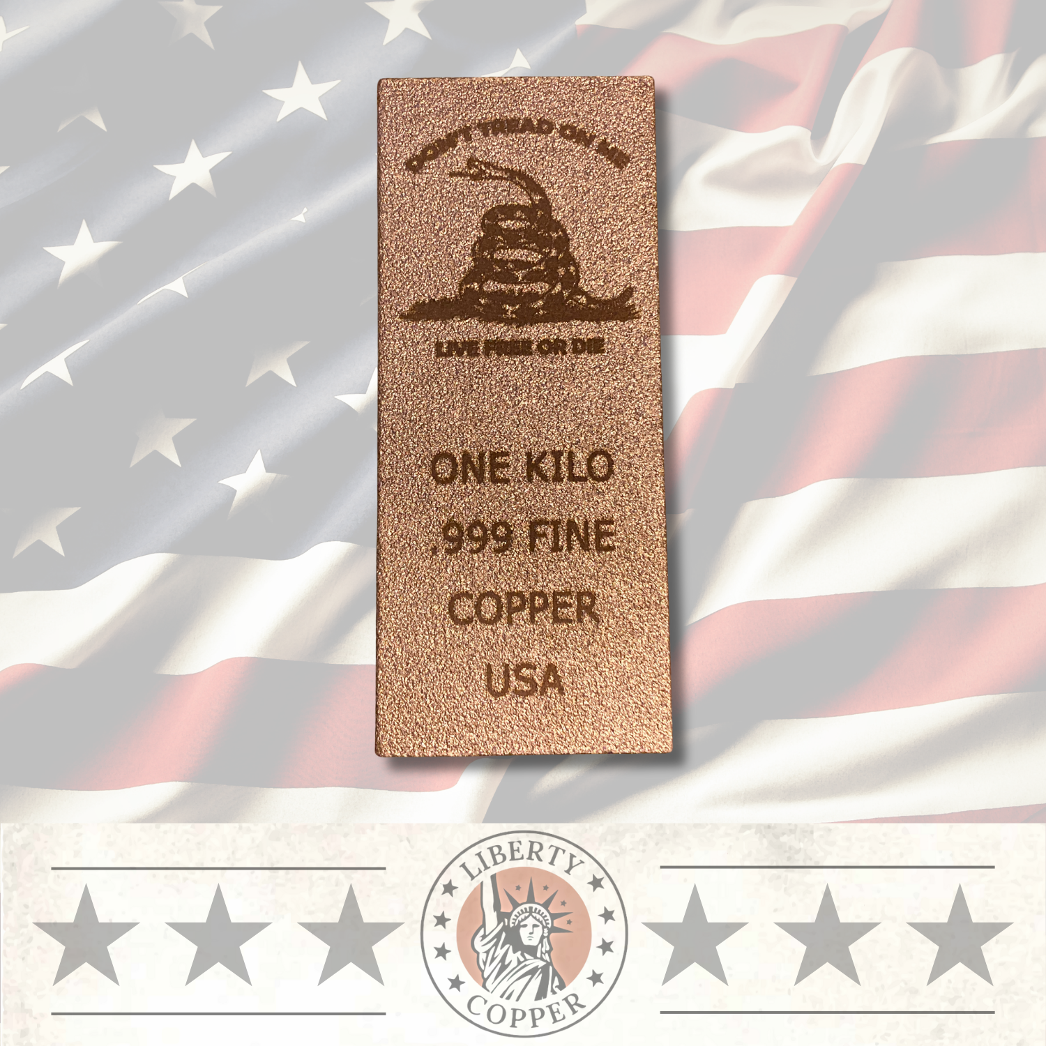 Don't Tread on me - 1 kilo .999 Pure Copper Bar