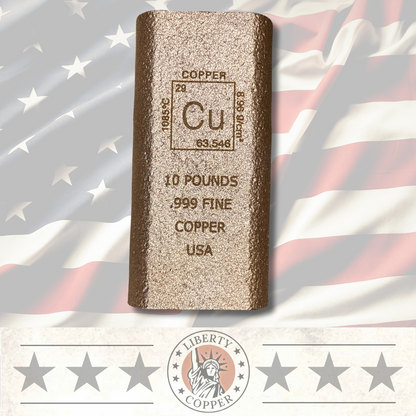 Cu Element Design 10 Pound Copper Bullion Bar by Liberty Copper