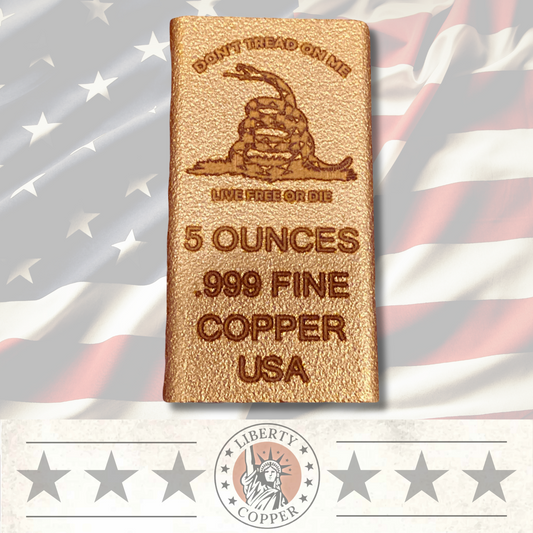 Collectable 5 oz .999 Fine copper bar - Don't Tread on Me