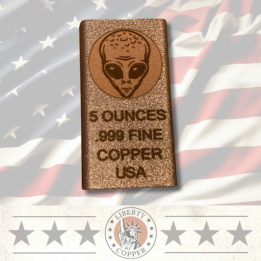 5 oz copper bullion bar .999 Fine Copper - Alien