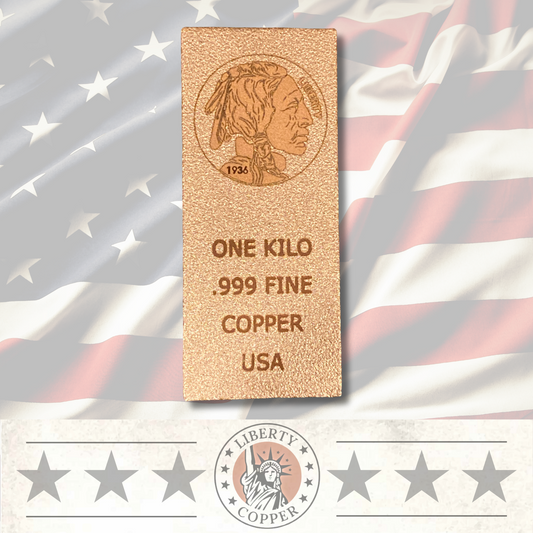 buffalo nickel 1 kilo .999 Fine Copper bar