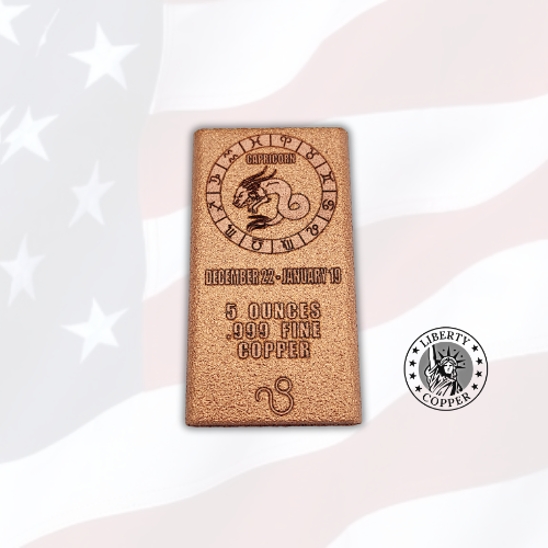 5 oz Copper Bar - Capricorn by Liberty Copper