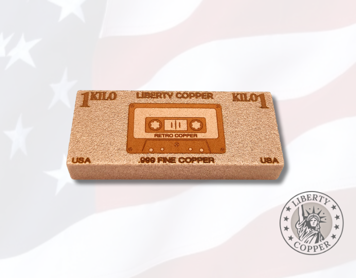 Retro Copper Cassette 1 kilo Copper Bar by Liberty Copper