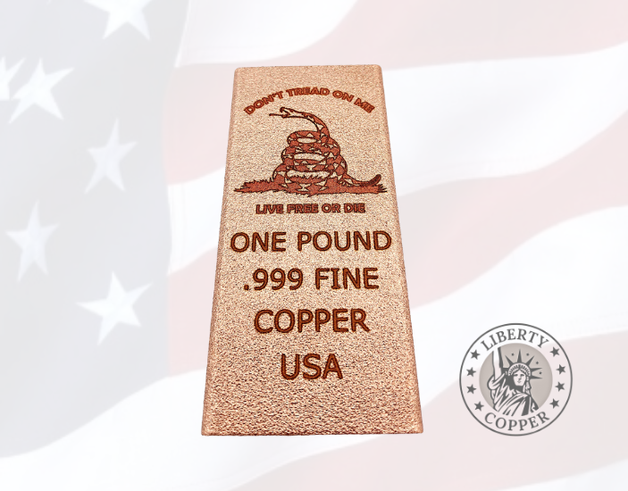 Don't Tread on Me - One pound copper Bullion bar by Liberty Copper