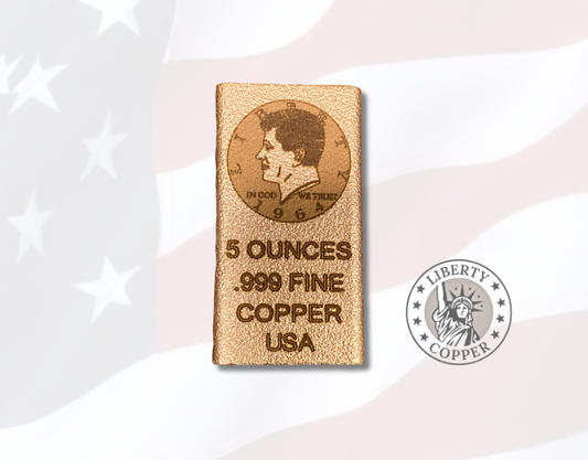 Collectable JFK 5 oz .999 Fine Copper Bar