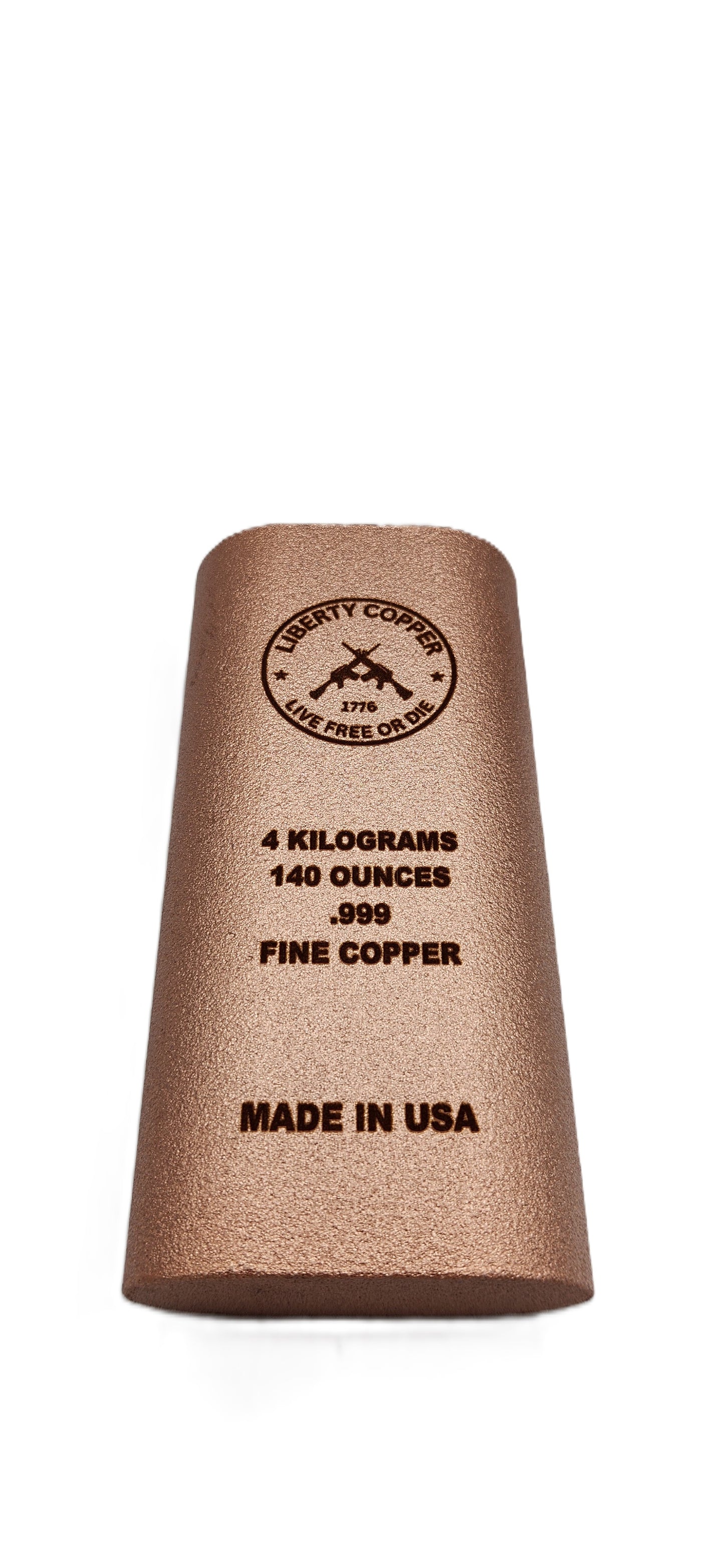 Live Free or Die, 2nd Amendment .999 Fine copper bullion. 4 kilos, 140 oz